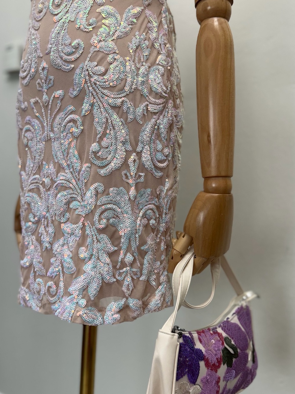 Windsor Pink Sequin Halter Mini Dress Lace Up Back Bodycon Cocktail Party - Picture 4 of 14